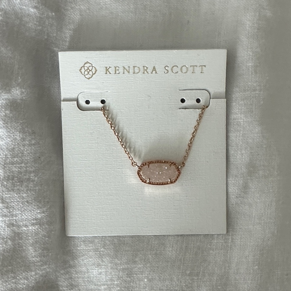 Kendra Scott Rose Gold w/ Iridescent Druzy Oval Necklace